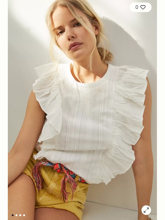 Anthropologie Tops - Anthropologie Danya Off White Ruffle Sleeveless Blouse Size L
